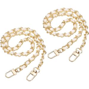 uxcell Purse Chain Strap, Iron Leather Bag Chain Strap Replacement with Buckle for Handbag Shoulder and Crossbody Bags