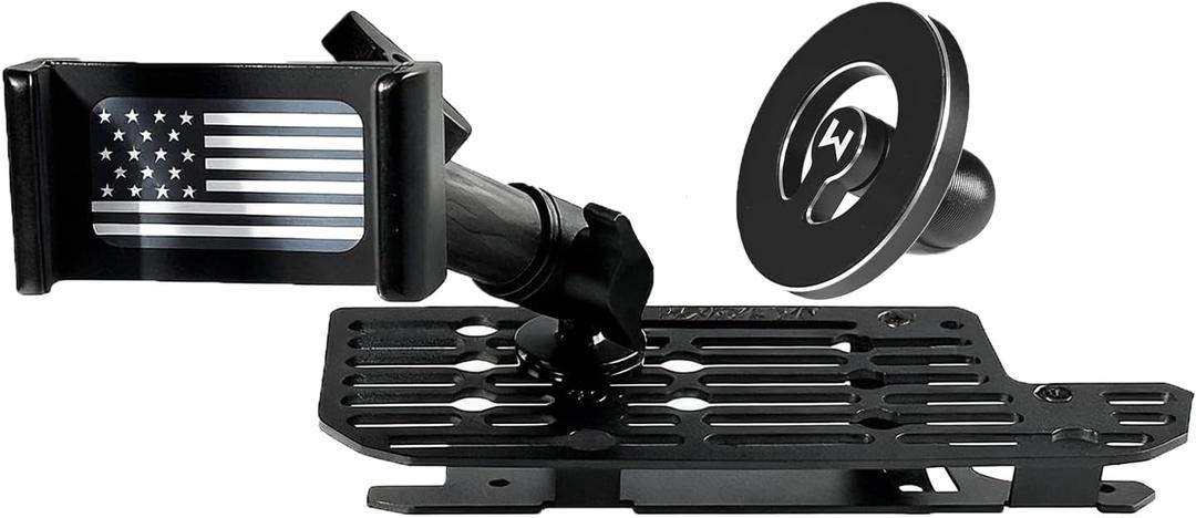 Ram 1500 Phone Mount Heavy Duty Truck Phone Mount for 2019+ Ram 1500 2500 3500 TRX | Full Metal Magnetic & Univesal Phone Holder for iPhone 17/16 & Android | OEM Screw Hole Installation