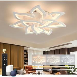 SKY ANGLE Smart Ceiling Light Fixture for Bedroom, Modern Dimmable Ceiling Lights with Remote Control 3000-6000K 90W, Flush Mount LED Chandelier for Living Room & Dining Room
