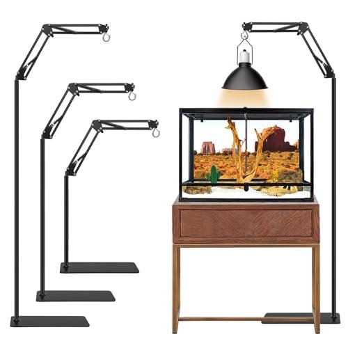 BOURDSERK Reptile Lamp Stand, Adjustable 15.7 to 74.3 in Heat Lamp Metal Bracket Floor Light Holder for Lizards Bearded Dragons Chicks Terrarium Tank