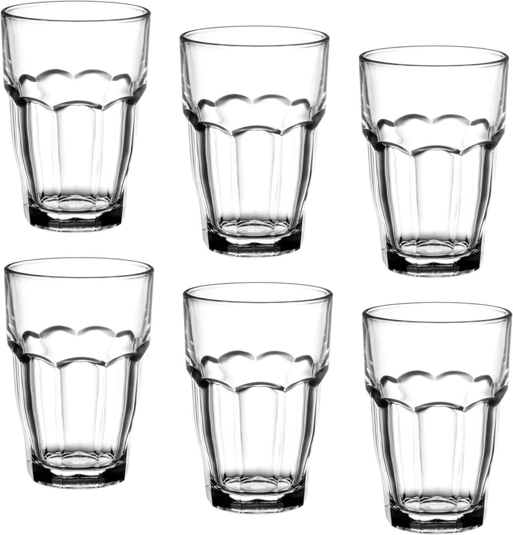 Bormioli Rocco Rock Bar 16.25 oz. Cooler Stackable Tempered Beverage Glasses for Cold Drinks, Water, and Cocktails, Set of 6, Clear (16.3 Ounces)