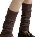 Leg Warmers for Women Winter Leg Warmers Y2k Cute Knit Long Socks for Girls (Brown)