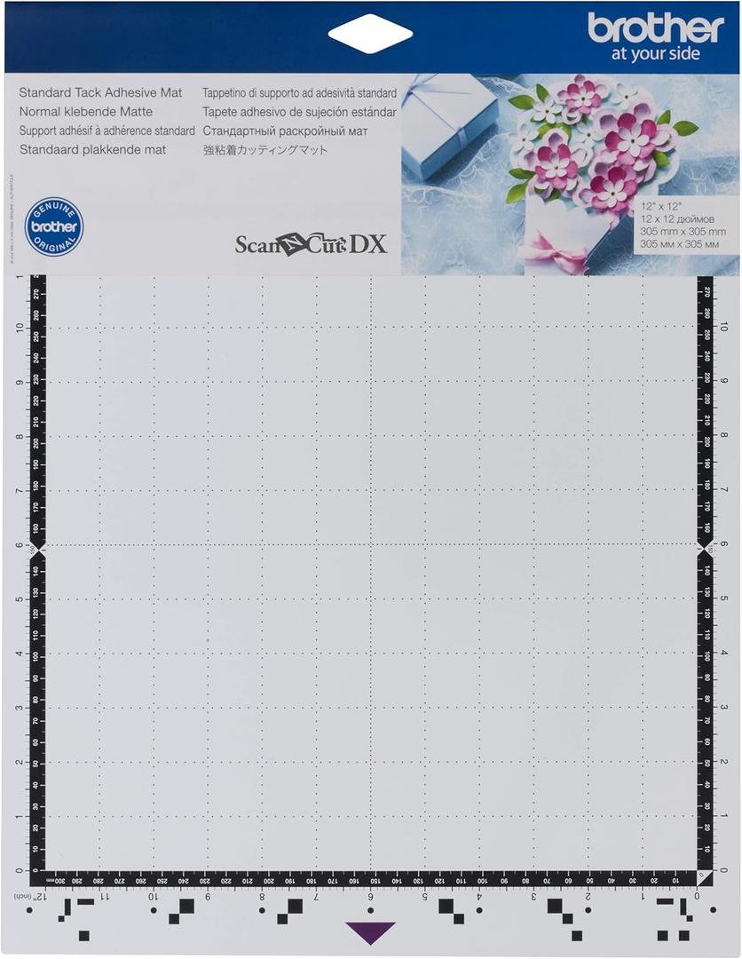 Brother ScanNCut DX Mat CADXMATSTD12, 12" x 12" Standard Tack Adhesive for Cardstock, Vinyl, Foam and More, Replacement Accessory