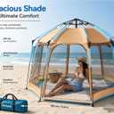 Beach Tent Easy Set Up, Wind Resistant Beach Tent with Sandbags, Easy Pop Up Canopy Sun Shelter with UPF 50, Large Beach Shade for 4-5 Person Family Outdoor Fun, Carpa para Playa for Camping Picnic, Extra large