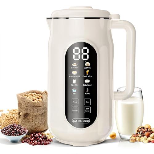 10-in-1 Nut Milk Maker Machine, 42oz Automatic Nut Milk Maker with LED Touch Screen, Self-Cleaning, 12H Delay Start, Keep Warm, Automatic for Soy/Oat/Almond Milk, Juice,Coconut,Plant Base & Boil Water