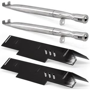 Hiorucet Grill Replacement Parts for Dyna Glo DGF350CSP, DGF350CSP-D 2 Burners, DGH353CRP, DGH373CRP-D, DGC350CNP-D. Heat Plate Shield Tent Burner Covers and Burner Tubes for Dyna Glo BBQ Grill Parts.