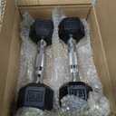 PAPABABE HEX Dumbbell Set 2.5-125lb, Rubber Encased Home Gym Dumbbells, Exercise & Fitness Weights Dumbbells for Women & Men, Hand Weight for Strength Training 5LB each