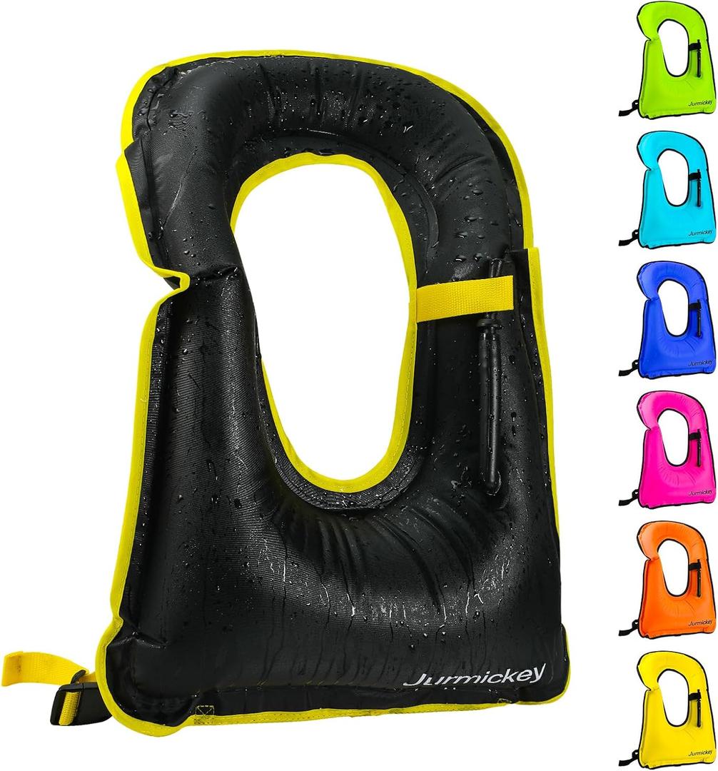 Inflatable Snorkel Vest Adults, Portable Snorkel Jacket, Buoyancy Vest for Snorkeling, Swimming, Kayaking, Boating, Safety Load Up to 220 Ibs