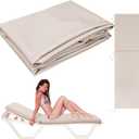 1 Pcs Waterproof Chaise Lounge Cushion Cover Outdoor (Not Includes Cushion) 72 x 21 x 3 Inch Chair Replacement Cover Chaise Slipcover with Zipper Ties for Patio Pool (Beige)