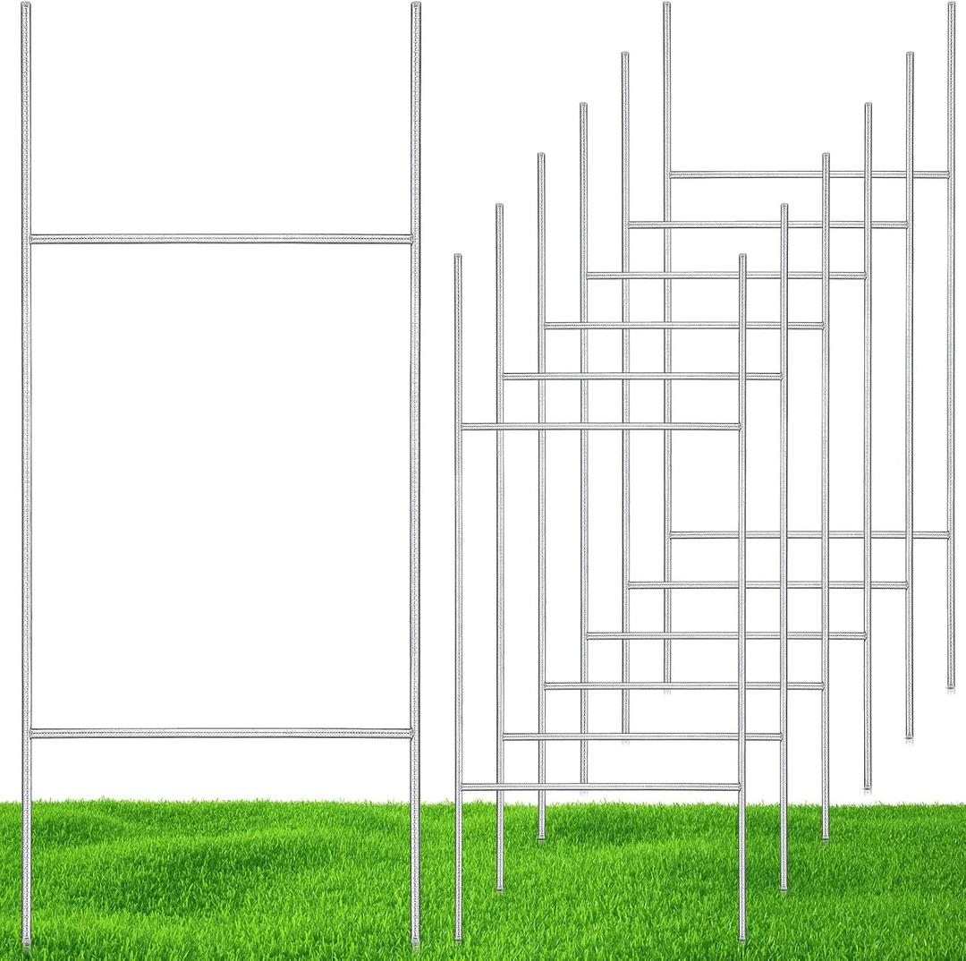 Therwen 6 Pcs H Stakes for Yard Signs 30'' x 10'' Metal Heavy Duty H Frame Wire Stakes Weatherproof Metal Holder for 250 Anniversary USA 4mm 5mm Corrugated Signs Board Guidepost Yard Decor