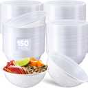Newtay 150 Pack 32oz White Disposable Plastic Bowls Plastic Salad Bowls Large Stackable Serving Soup Dinnerware for Birthdays, Weddings, Parties, Festivals