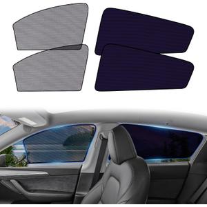 XCBYT Tesla Model Y Window Shades (20202024) - Static Cling Privacy Rear Side Window Covers, Clear Front Half Window Shades, Easy Install, No Residue (4 PCS)