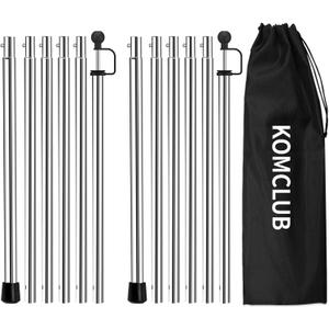 KOMCLUB Telescoping Tent Poles - Adjustable 94.5" Camping Poles with Stainless Steel Rods for Hiking and Outdoor Activities (6 Section - 2pack)
