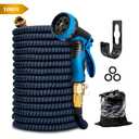 Kotto Garden Hose 100 ft, Kink Free Flexible Water Hose with 10-Pattern Spray Nozzle, Lightweight Hose Pipe, Leak Proof, 3/4" Swivel Connectors, Super Fabric, Portable Storage Strap