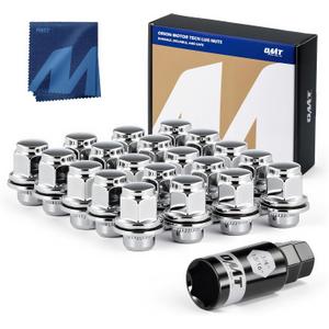 Orion Motor Tech M12x1.5 Lug Nuts, 12x1.5mm Mag Wheel Lug Nuts Compatible with Toyota Avalon Camry Corolla Highlander RAV4 Sienna Matrix Prius Venza Crown OEM Factory Wheels, Set of 20 (Silver)