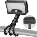 Chelhead Solar Power Motion Sensor Flood Lights Dual Charging Solar Floodlight Compatible with Wall Camping Porch Deck RV Camper Trailers Truck (Black)