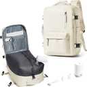 SEAFEW Vacuum Travel Backpack with Electric Pump, Waterproof Personal Item Bag, Women & Men's Anti-Theft Laptop Daypack for Work Trip Gym with Wet Bag & Shoe Compartment, Beige