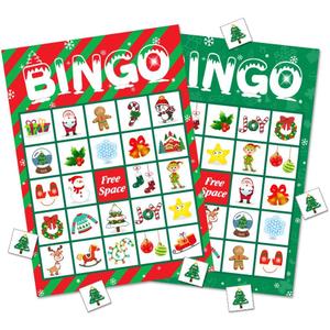 Omgouue Christmas Bingo Game Party Supplies - Xmas Gifts for Kids 24 Players