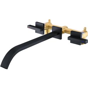 Wall Mount Tub Filler, Matte Black Bathtub Faucet Extra Long Bath Tub Filler Faucets High Flow 2 Handle Wall Mounted Bathtub Faucets Sets