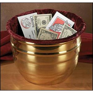 Large Offering Pot with Velvet Bag for Sunday Collections