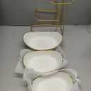 3 Tier Fruit Bowl for Kitchen Counter, Ceramic Fruit Bowl with Metal Stand, 3 Tier Fruit Basket for Vegetable Snacks Nuts Bread Candy Storage (White)