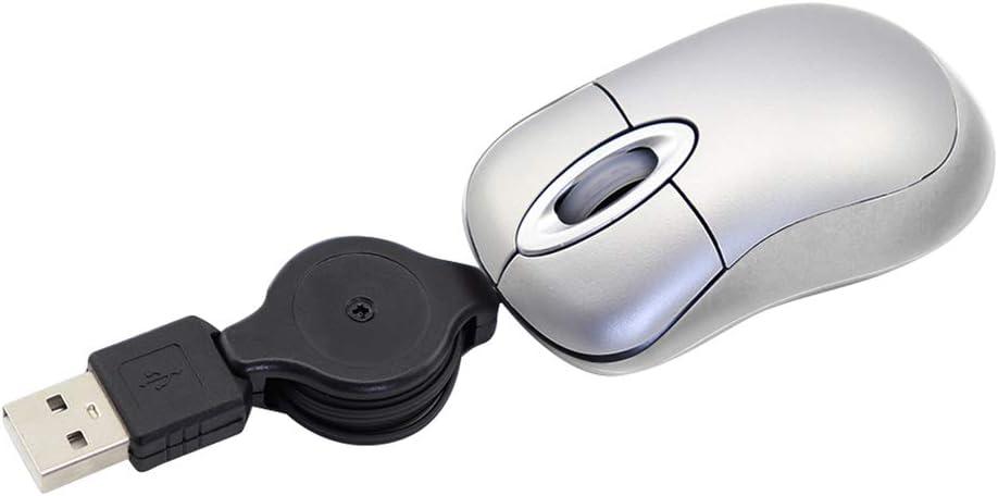 Mini USB Wired Mouse,Retractable Cable Tiny Small Mouse for 3-8 Years Kids Children,1600 DPI Optical Compact Travel Mice with 2.3-Foot USB Cord for Kid Laptop Computer (Silver)
