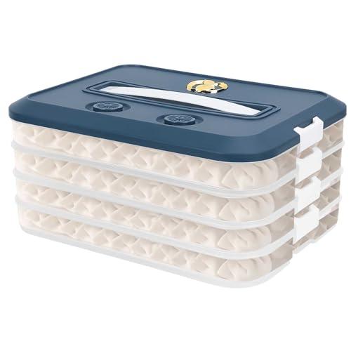Tefola Food Storage Containers with Lids, 4-Layer Stackable Snack Container with Lid Dumpling Box Airtight Storage Container Cookie Storage Containers (Blue)