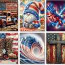 KYOQFVN 6 Pack Independence Day Paint by Numbers Kit for Adults - 4 of July Patriotic Adult Paint by Number Kits on Canvas, DIY Acrylic Oil Numbers Painting Kits for Home Decor 12 x 16 inches