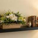 Spring Summer Centerpiece for Table, 18" L Lifelike Artificial Flowers in Rustic Whitewashed Rectangular Wood Box, Lush Spring Faux Floral Arrangement Farmhouse Mantel Shelf Kitchen Island Decor
