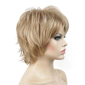 Lydell Short Layered Shaggy Wavy Full Synthetic Wigs (L16/613 Blonde Highlights)