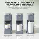 Tastyle Single Serve Coffee Maker with Built-in Detachable Milk Frother, Iced and Hot Coffee Machine for K Cup & Grounds, 40oz Removable Water Reservoir, 6 Cup Sizes, Fits 7.3" Travel Mug, Gray