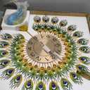 Luxury Large Peacock Wall Clock 23.7 inch Non-Ticking Silent Crystal Creative Personality Modern Art Decorative Wall Clocks for Living Room Decor (Blue&Green-S)