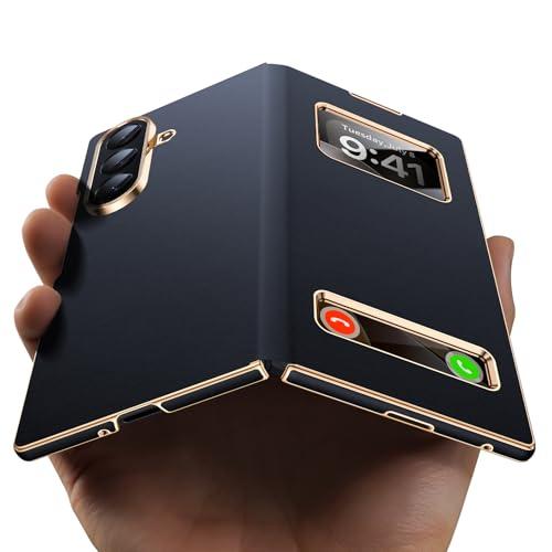 YOOVEI for Galaxy Z Fold 7 Case Luxury Leather with Smart Screen View,Fit for Magsafe,See Calls & Time Without Opening,Magnetic Slim Protective Cover for Samsung Zfold 7 Case Black