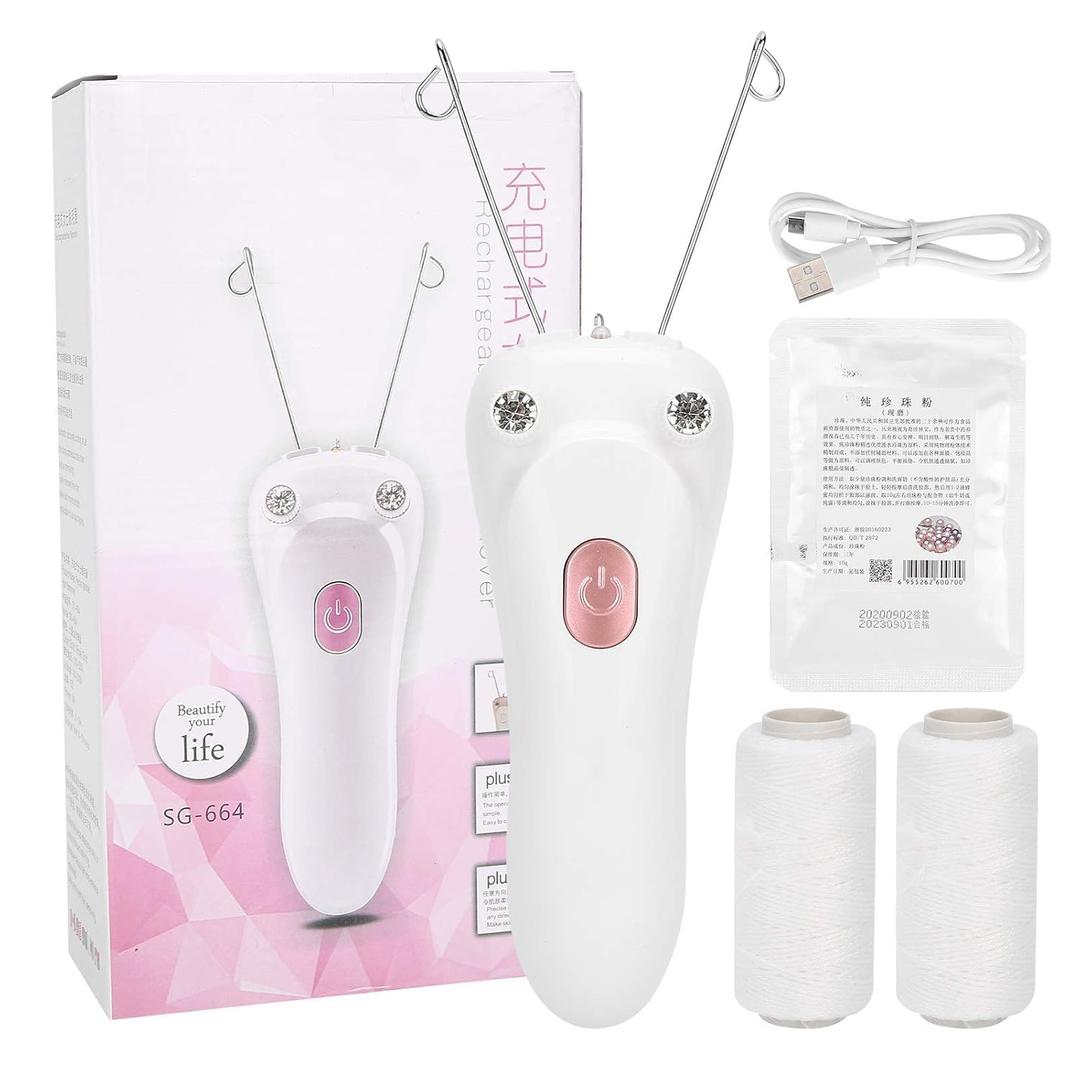Ladies Facial Hair Remover Electric Women's Beauty Epilator, Cordless Electric Facial Threading Hair Removal for Women, Rechargeable Face Hair Remover Cotton Thread Epilator Body Hair Removal Device