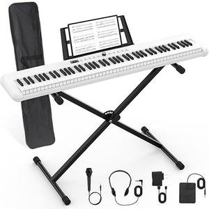 88 Key Piano Keyboard, Semi Weighted Electronic Digital Piano with Music Stand, Power Supply, Sustain Pedal, Bluetooth, Stand, MIDI, for Beginner Professional at Home, Stage