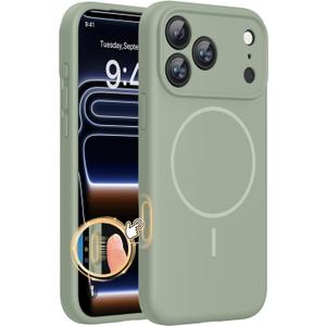 Miracase Magnetic for iPhone 17 Pro Max Case, Compatible with MagSafe, Integrated Silicone Camera Control Cover, 3.0mm Thicken Shockproof Drop Protection Phone Case for 17 ProMax, Patina Green