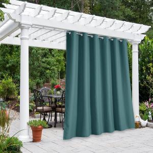 NICETOWN Exterior Room Darkning Curtain for Patio, Thermal Insulated Grommet Sunlight Block Bedroom Divider Room Darkening for Porch/Patio/Sliding Glass Door, Teal, W84 x L95, 1 Panel