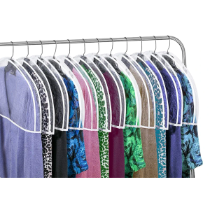 Set of 12 Clear Vinyl Home Storage Shoulder Covers, 12" H x 22" W x 2" D