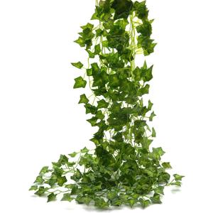 Beebel Ivy Garland 85Ft 12 Strands Artificial Fake Ivy Leaves Greenery Leaves Hanging Vines Plant Leaves Garland Home Garden Poison Ivy Costume