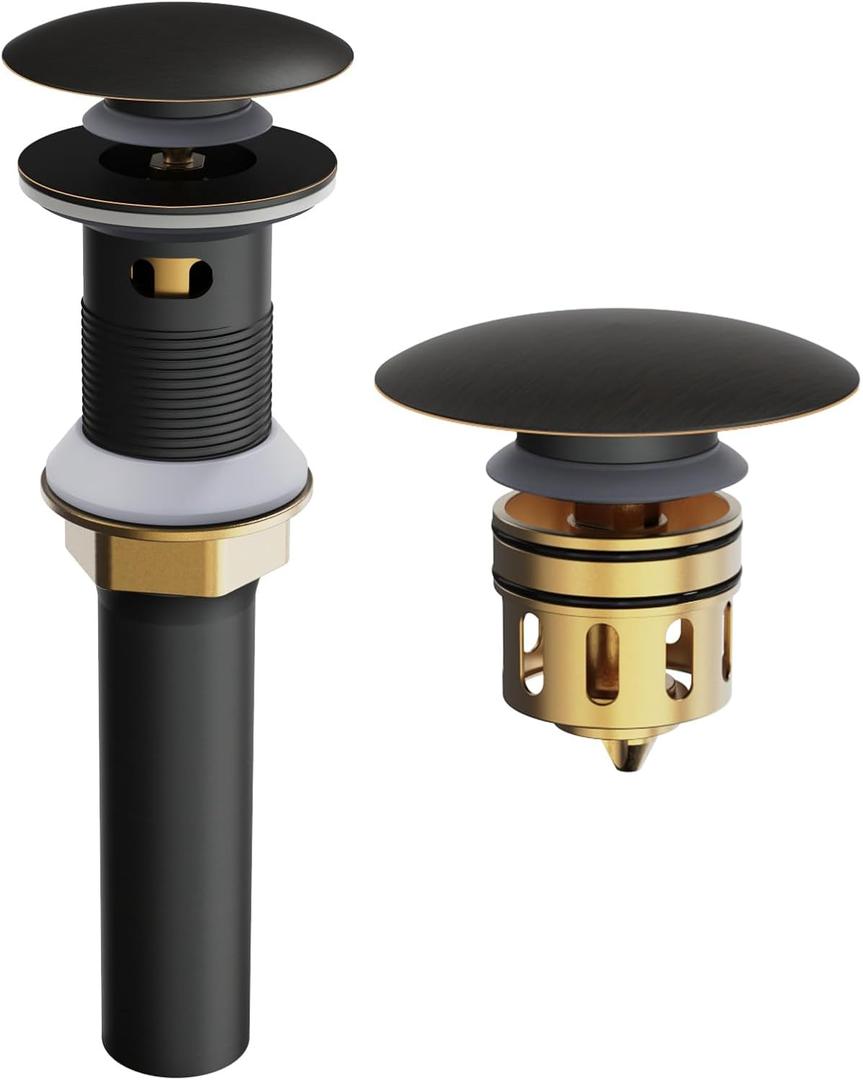 Bathroom Sink Drain with Overflow, Pop Up Drain for Bathroom Sink with Anti-Clogging Hair Catcher Basket,Oil Rubbed Bronze