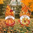 RJZZ 2 Pack Outdoor Thanksgiving Gnomes Fall Yard Signs Thanksgiving Outdoor Decorations 22.5" Fall Yard Stakes Pumpkin Sunflower Harvest Decor for Porch Garden Yard Lawn