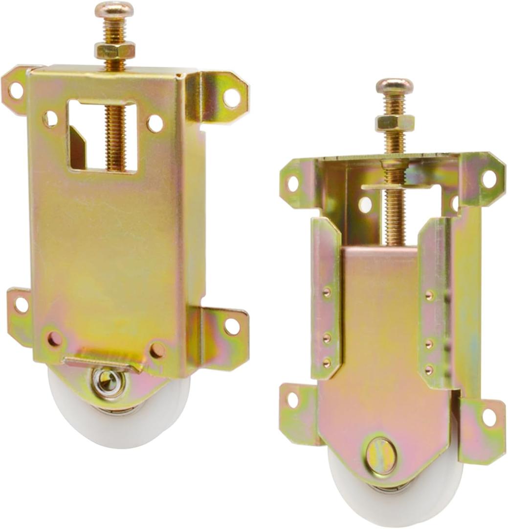 Sliding Mirror Closet Door Rollers Replacement Hardware Fits Contractors Part #W8020C Wardrobe Doors Wheels, 2-5/16" Vertical H.C., 1-1/2" Nylon Concaved Ball Bearing Wheel, 2 Pack