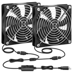 2 Packs AmRunJe 120mm x 25mm USB Cooling Fan 5V Brushless Dual Fan with Speed Controller for Computer Receiver DVR Xbox AV Cabinet Projector Router