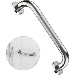 12 Inch Anti Slip Shower Grab Bar Handle, ZUEXT Chrome Finish Stainless Steel Bathroom Grab Bar, Knurled Bathroom Balance Bar, Safety Hand Rail Support, Handicap Elderly Injury Senior Assist Bath Handle