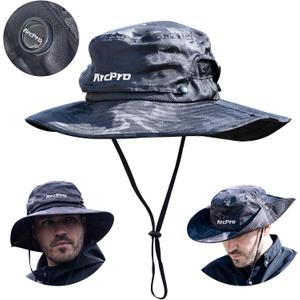 Fishing Hat for Men with Removable Top Breathable Mesh Mens Fishing Sun Hat, 2-in-1 Waterproof Rain Hat UV Protection (Black)
