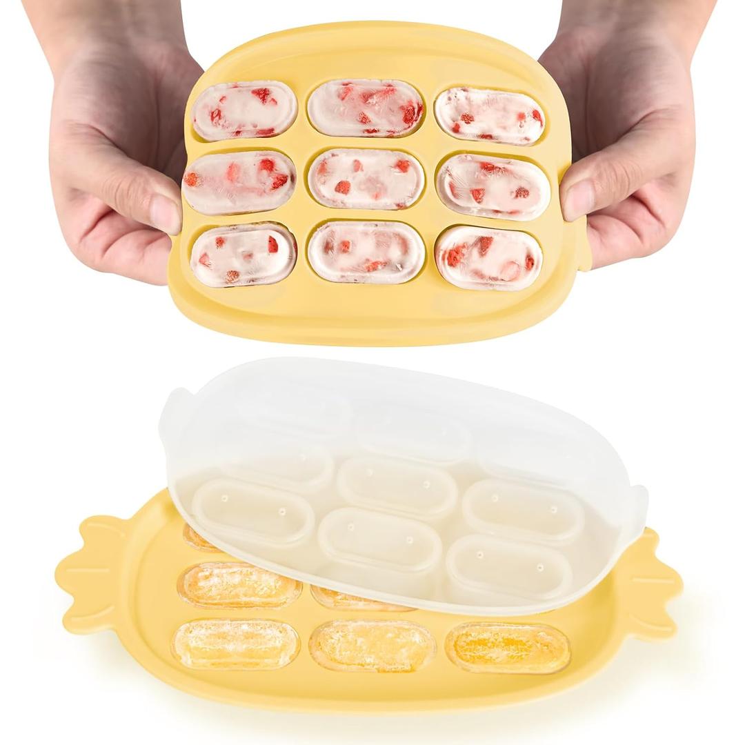 Haakaa Baby Popsicle Mold - Baby Food Maker & Breastmilk Teething Freezer Tray - BPA Free Silicone-Yellow (Banana)