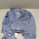 Nitzana Denim Jacket for Women Cropped Trench Coat Double Breasted Lightweight Jean Jackets Casual Outerwear 2025 Trendy, M