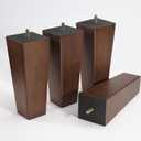 Solid Wooden Furniture Legs 8 Inch, Natural Mid Century Brown Square Legs for Couch, Sofa, Cabinet, Bench, Bed - Set of 4