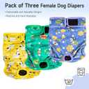 Paw Legend Washable Reusable Female Dog Period Diapers for Heat Doggie Puppy Diapers for Female Dogs (3 Pack, Medium)