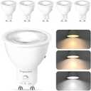 Zogluxme 6-Pack Dimmable GU10 LED Bulbs, 50W Equivalent, 3000K/4200K/6000K Adjustable White, 7W, 600 Lumens, Spotlight, Indoor, ABS & Aluminum, High Efficiency, 100-120V, 60Hz